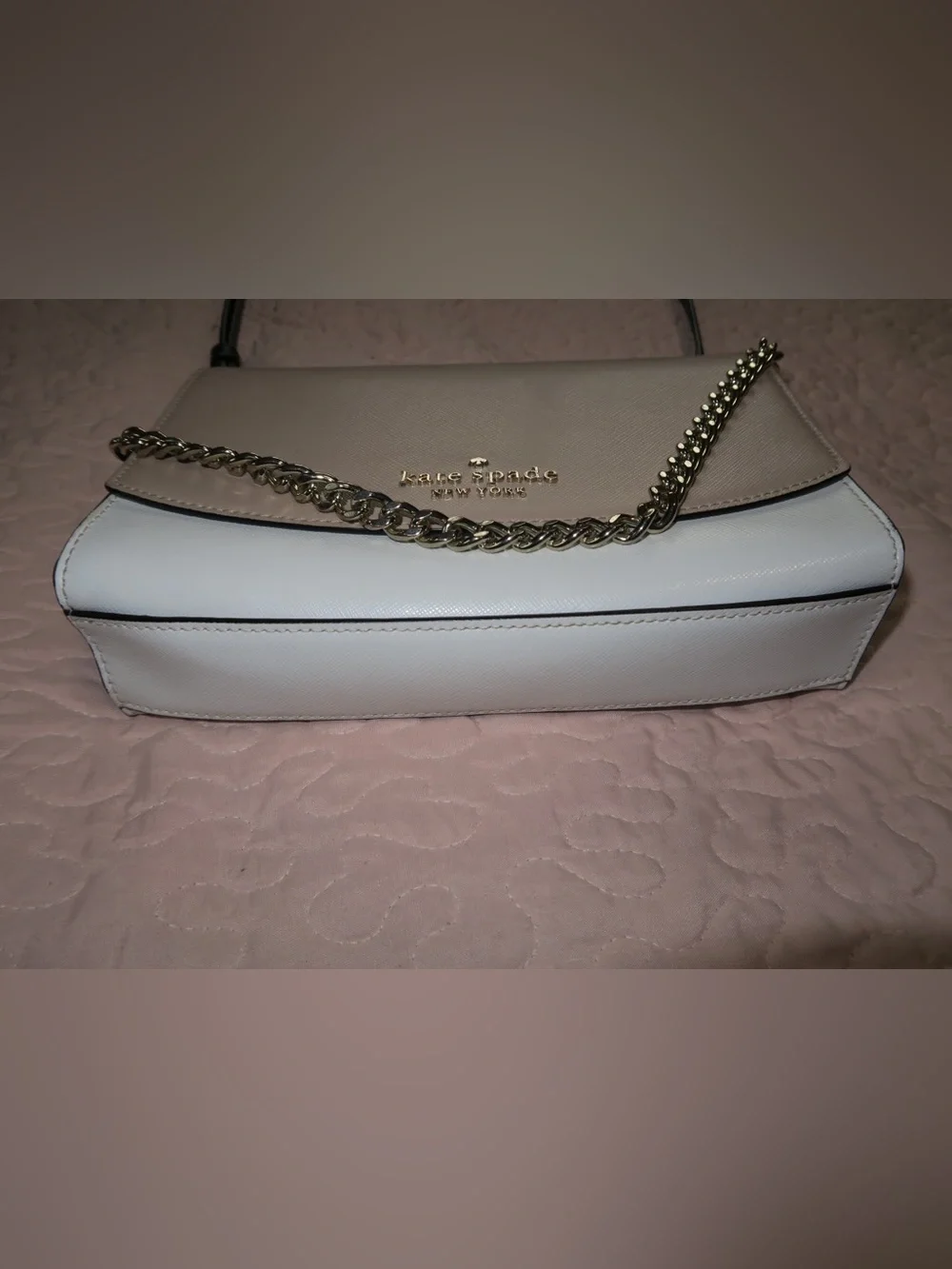 kate spade Two-Tone Cream and White Chain Crossbody Bag